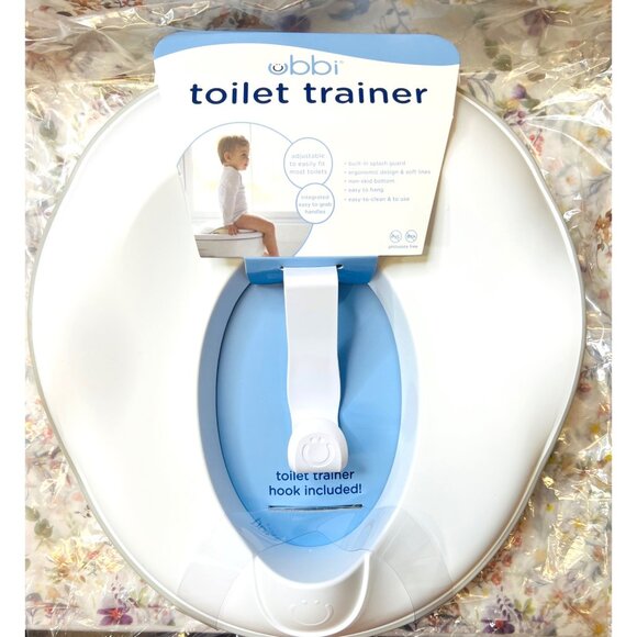 Ubbi Toilet Trainer With Hook Adjustable & Easy-To-Clean Blue & White - Picture 1 of 4